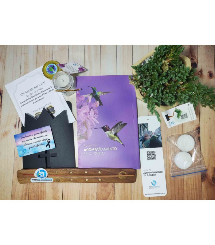 Libro de duelo + Bonsái 2 Años + Vela de Cristal y Mensaje Libro de duelo + Bonsái 2 Años + Vela de Cristal y Mensaje - Imagen 1